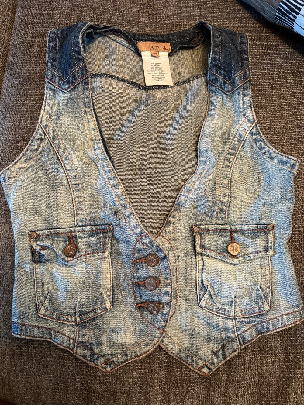 Vintage Light Wash Denim Vest